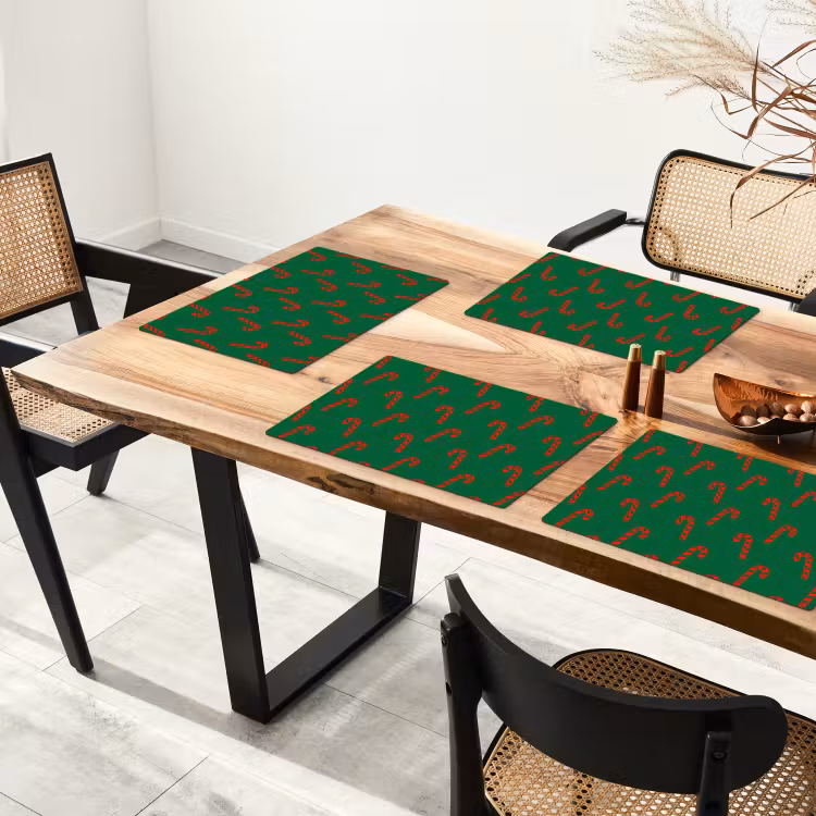 Placemat - 6 stuks - Kerst - Groen - Rood - Zuurstok — 5