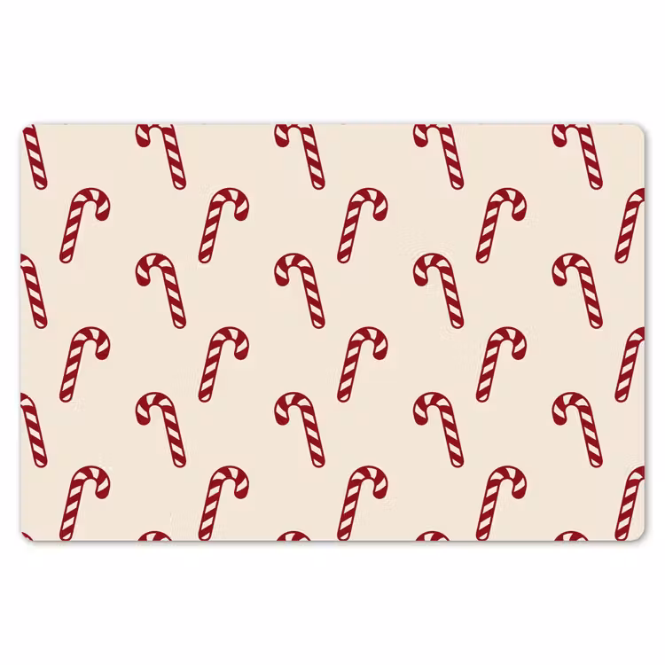 Placemat - 6 stuks - Kerst - Rood - Crème - Zuurstok — 7
