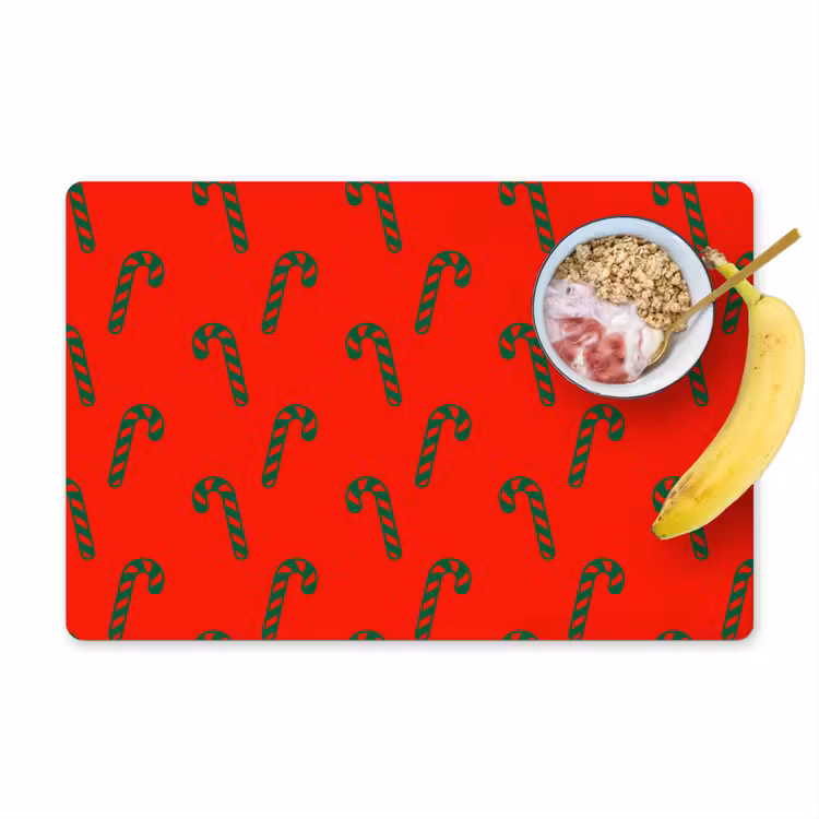 Placemat - 6 stuks - Kerst - Rood - Groen - Zuurstok — 1