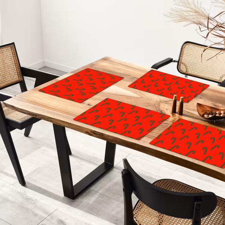Placemat - 6 stuks - Kerst - Rood - Groen - Zuurstok — 5