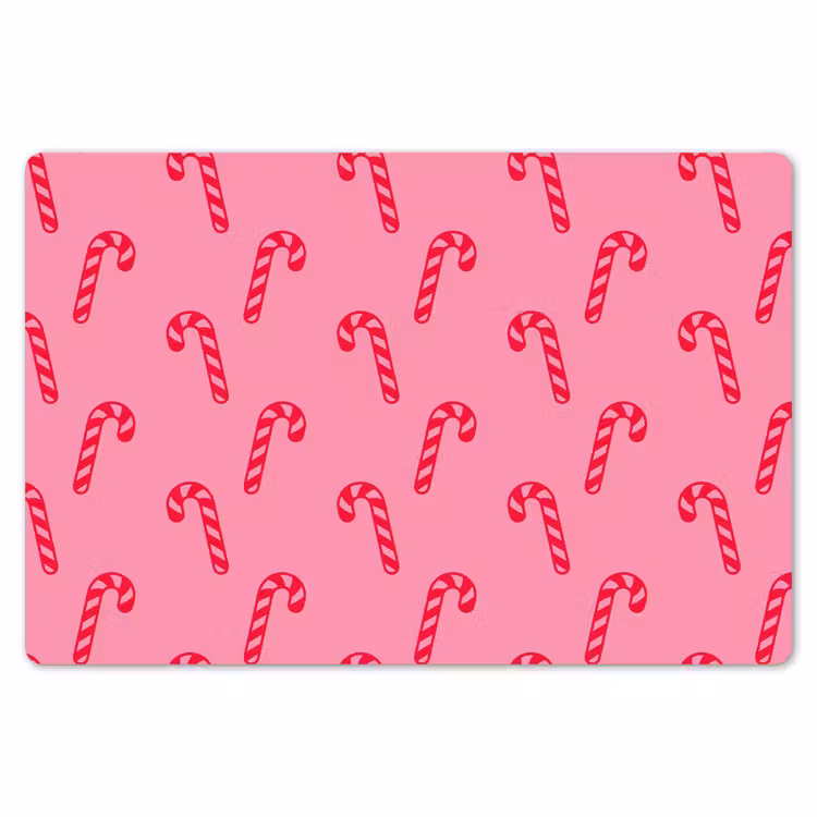 Placemat - 6 stuks - Kerst - Rood - Roze - Zuurstok — 7