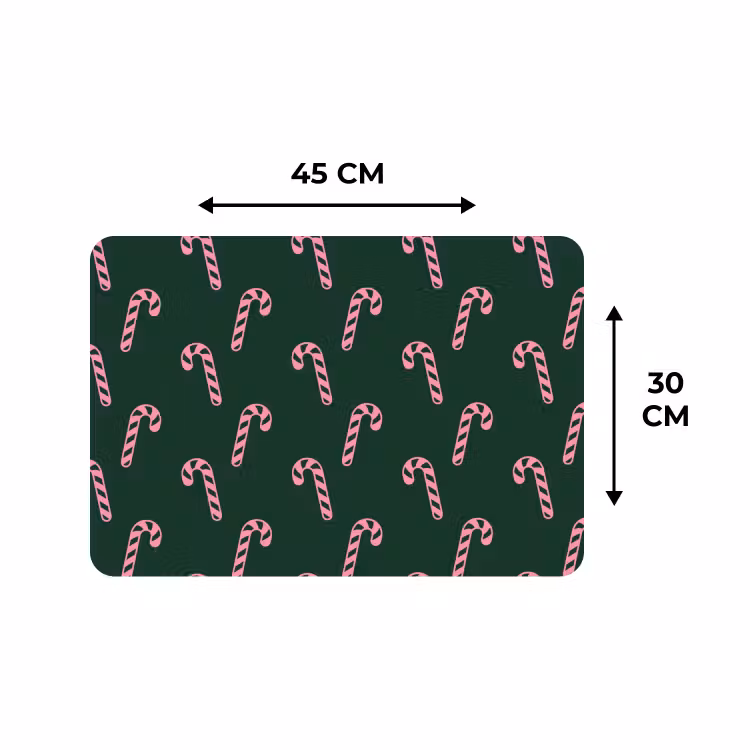 Placemat - 6 stuks - Kerst - Roze - Groen - Zuurstok — 3