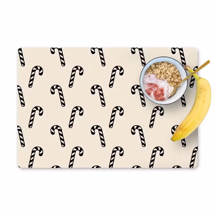 Placemat - 6 stuks - Kerst - Zwart - Crème - Zuurstok — 1