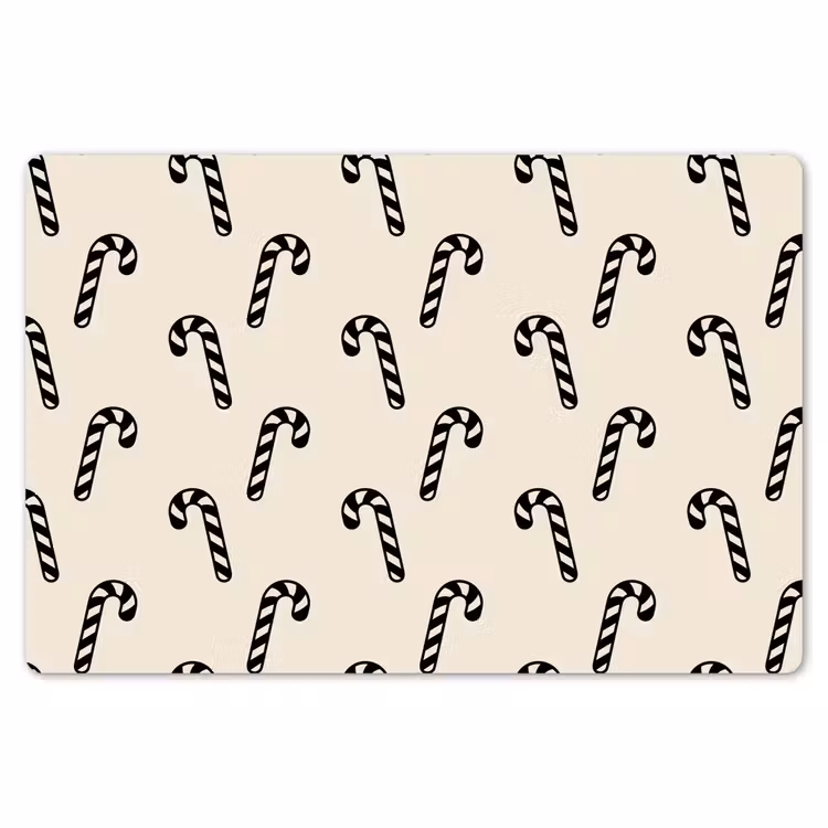 Placemat - 6 stuks - Kerst - Zwart - Crème - Zuurstok — 7
