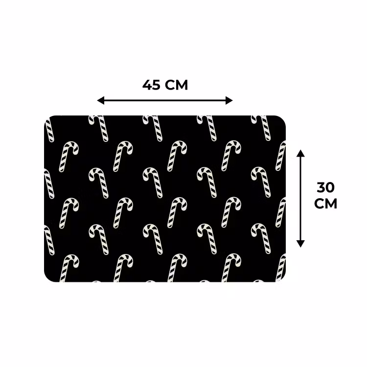 Placemat - 6 stuks - Kerst - Zwart - Wit - Zuurstok — 3