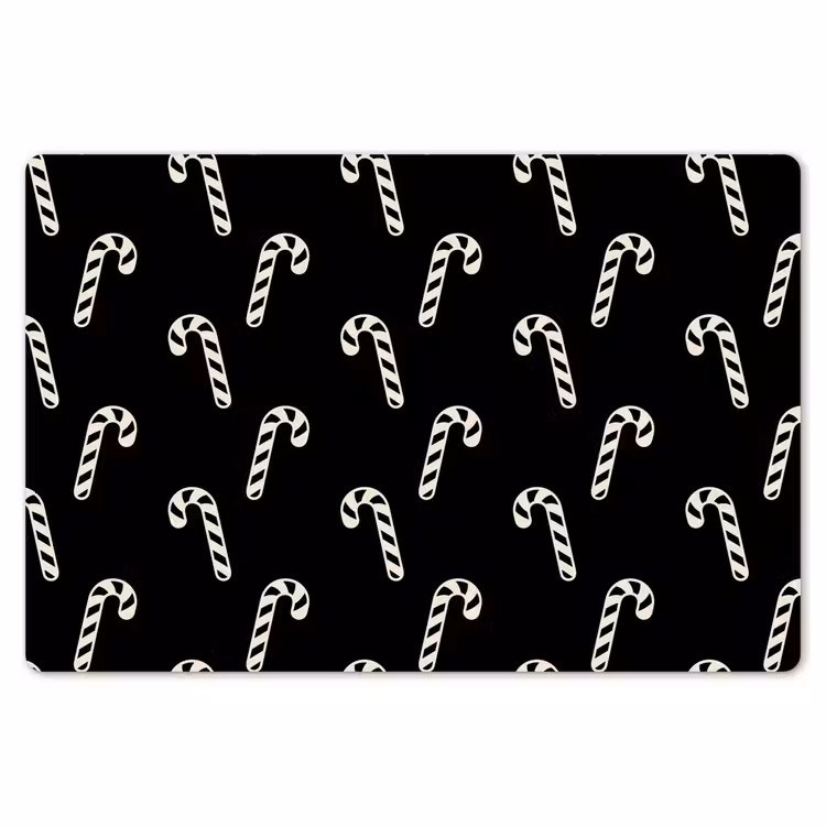 Placemat - 6 stuks - Kerst - Zwart - Wit - Zuurstok — 7