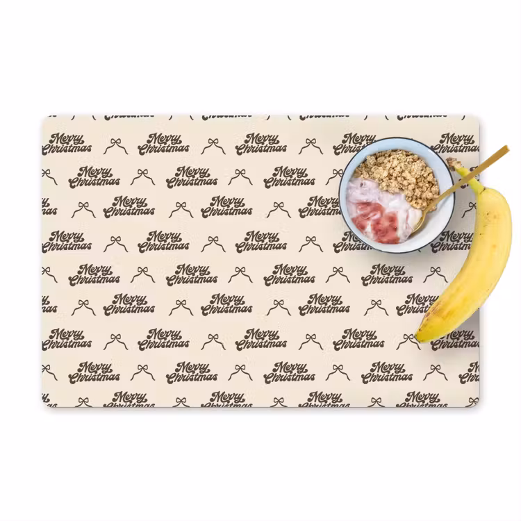 Placemat - 6 stuks - Tekst - Bruin - Crème - Strik — 1