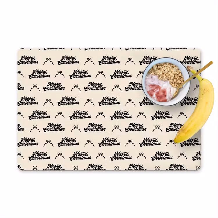 Placemat - 6 stuks - Tekst - Crème - Zwart - Kerst — 1