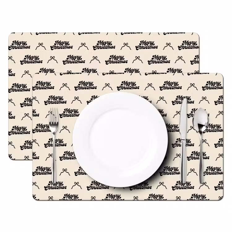 Placemat - 6 stuks - Tekst - Crème - Zwart - Kerst — 2
