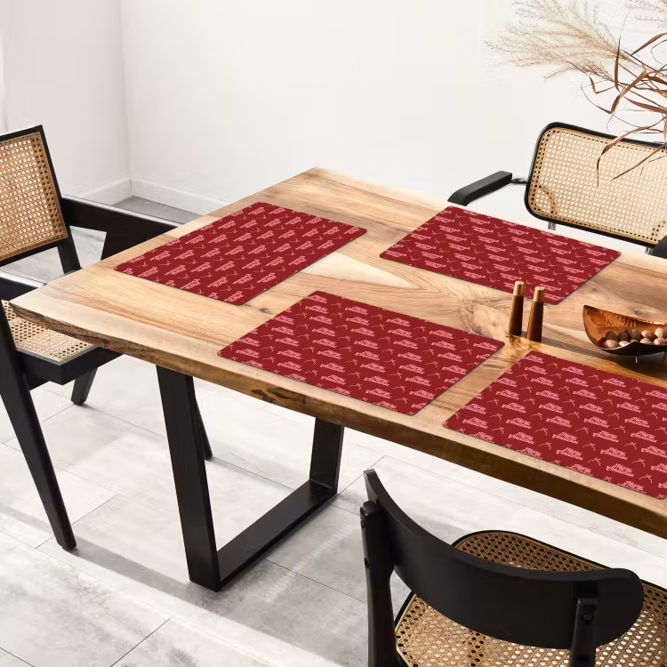Placemat - 6 stuks - Tekst - Rood - Roze - Strik — 5