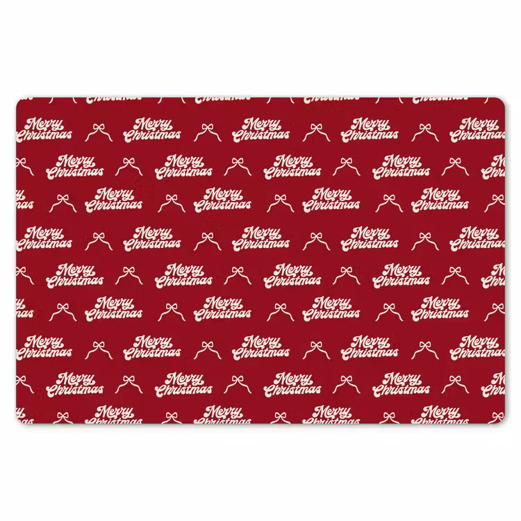 Placemat - 6 stuks - Tekst - Rood - Wit - Strik — 7