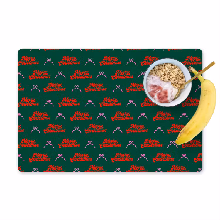 Placemat - 6 stuks - Tekst - Roze - Rood - Groen - Strik — 1