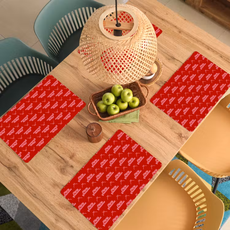 Placemat - 6 stuks - Tekst - Strik - Roze - Rood — 6