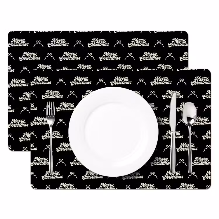 Placemat - 6 stuks - Tekst - Zwart - Wit - Strik — 2