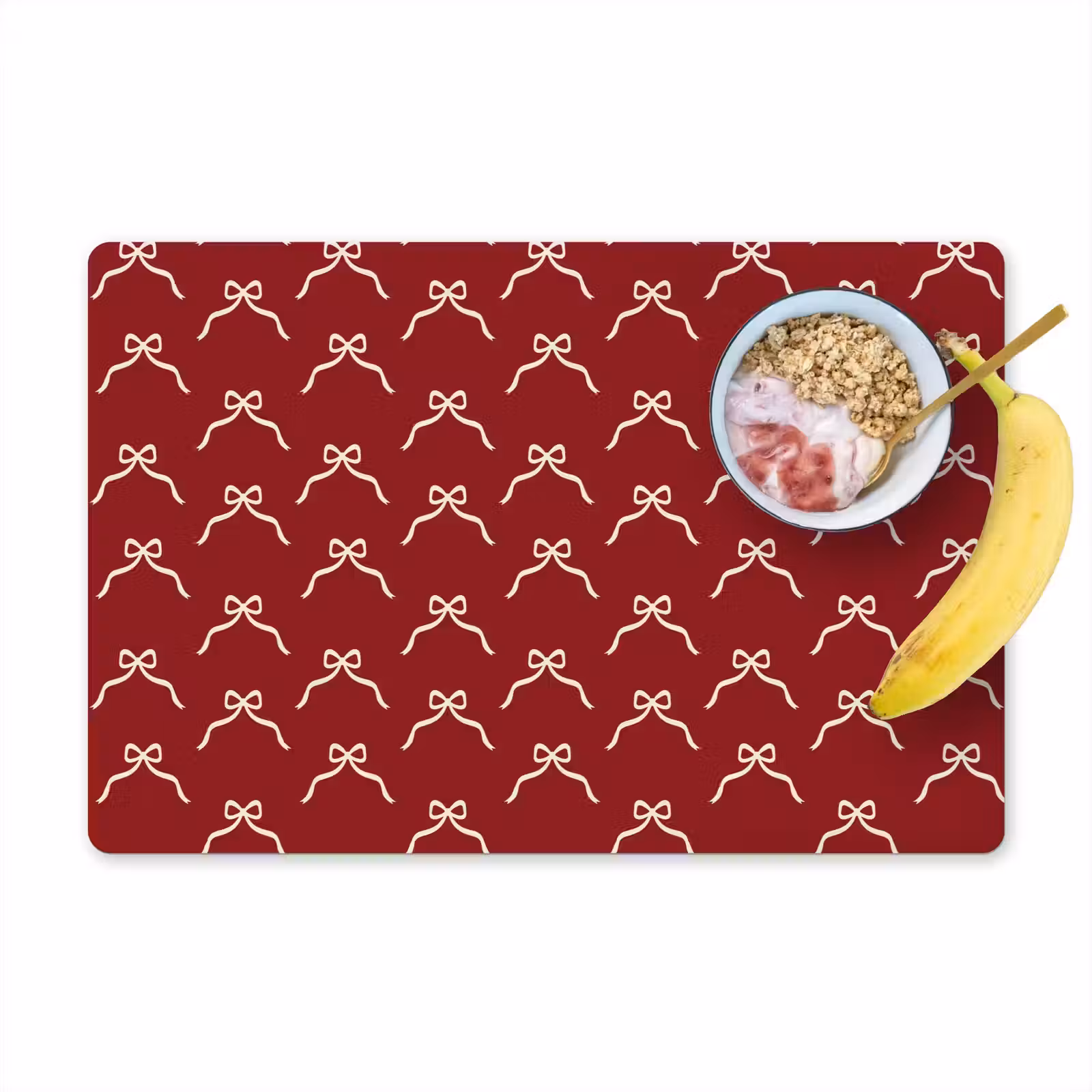 Placemat - 6 stuks - Strik - Kerst - Rood - Wit — 1