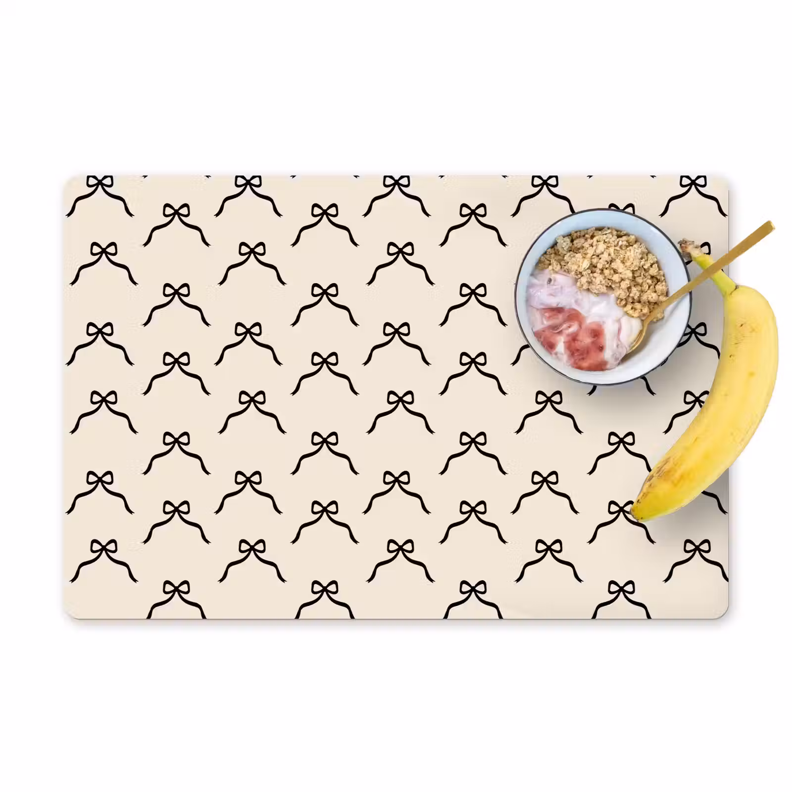 Placemat - 6 stuks - Strik - Kerst - Wit - Zwart — 1