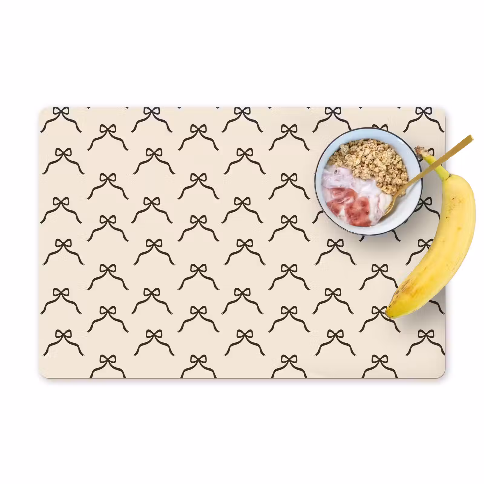 Placemat - 6 stuks - Strik - Kerst - Zwart - Crème — 1