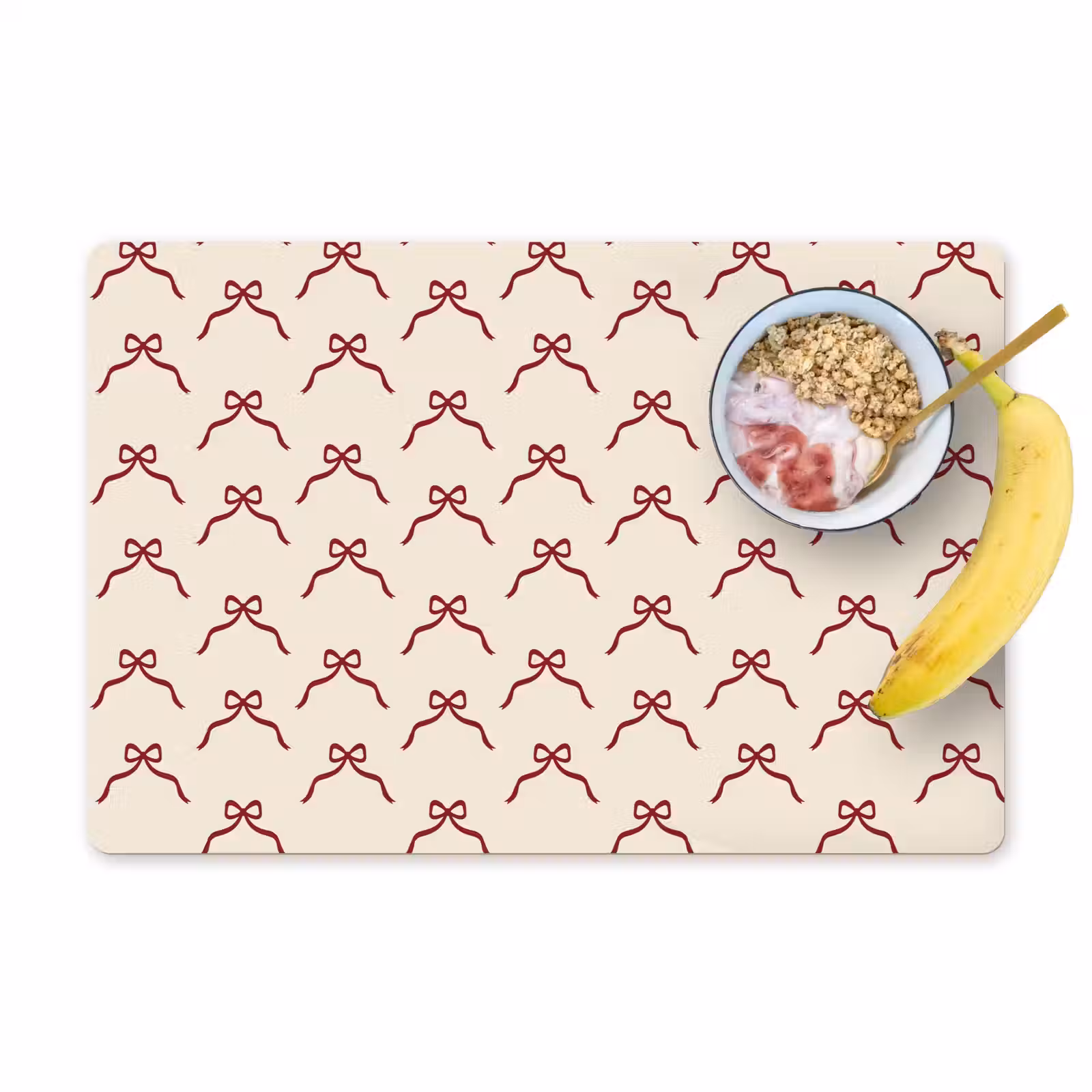 Placemat - 6 stuks - Strik - Rood - Crème - Kerst — 1