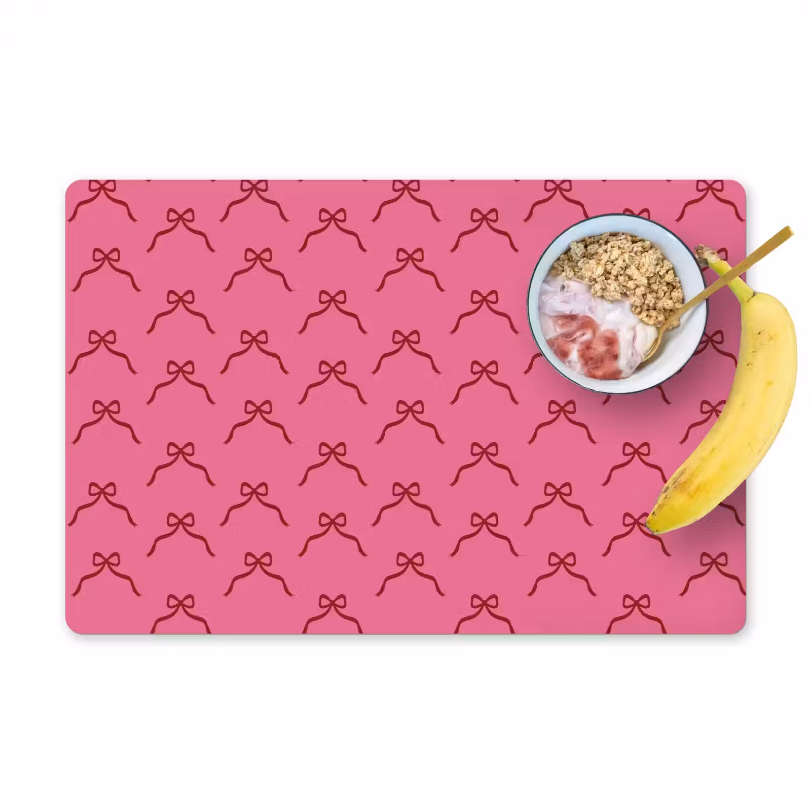 Placemat - 6 stuks - Strik - Rood - Roze - Kerst — 1