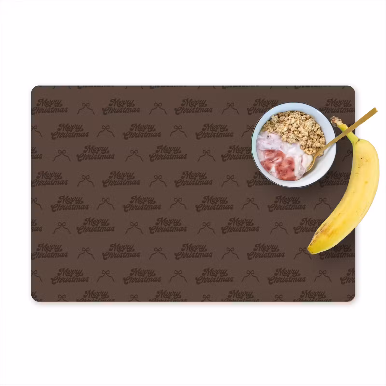 Placemat - 6 stuks - Tekst - Strik - Bruin — 1