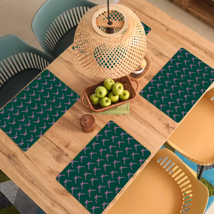 Placemat - 6 stuks - Kerst - Neon - Groen - Strik — 6
