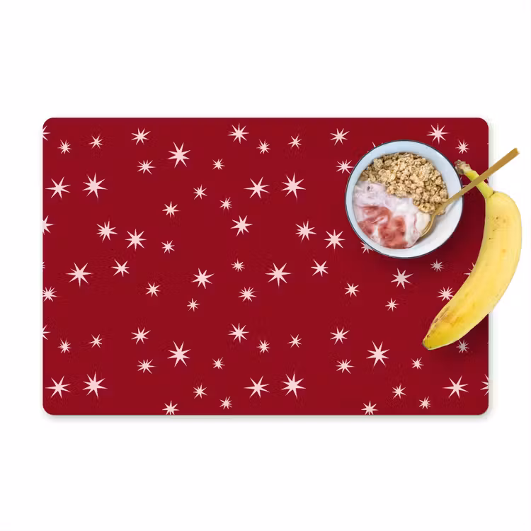 Placemat - 6 stuks - Rood - Wit - Kerst - Ster — 1
