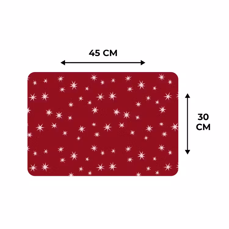 Placemat - 6 stuks - Rood - Wit - Kerst - Ster — 3
