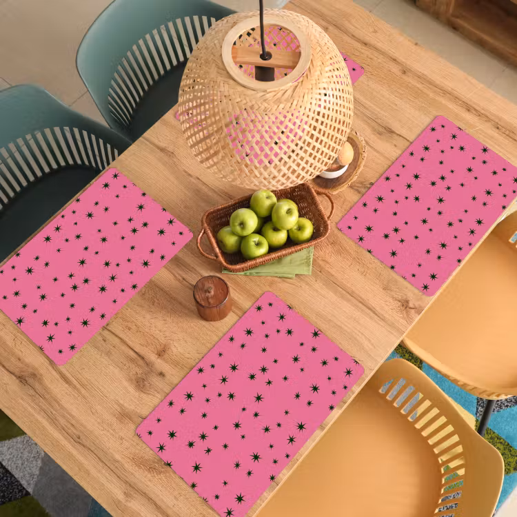 Placemat - 6 stuks - Ster - Groen - Roze - Kerst — 6