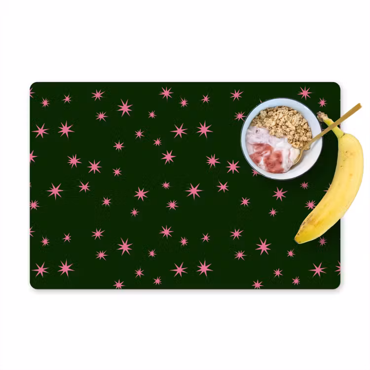Placemat - 6 stuks - Ster - Roze - Groen - Kerst — 1