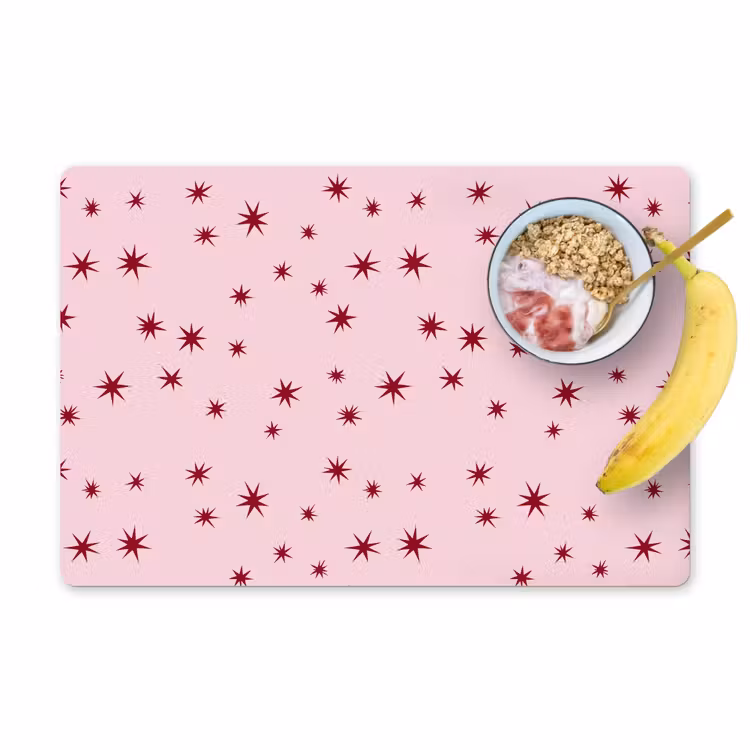 Placemat - 6 stuks - Ster - Roze - Rood — 1