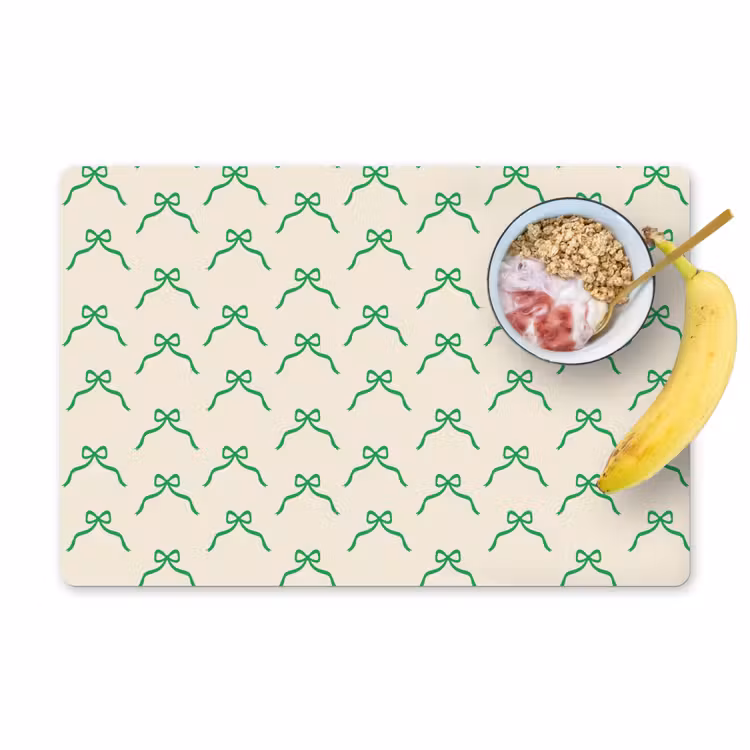 Placemat - 6 stuks - Strik - Crème - Groen - Kerst — 1