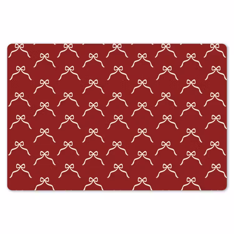 Placemat - 6 stuks - Strik - Kerst - Rood - Wit — 7
