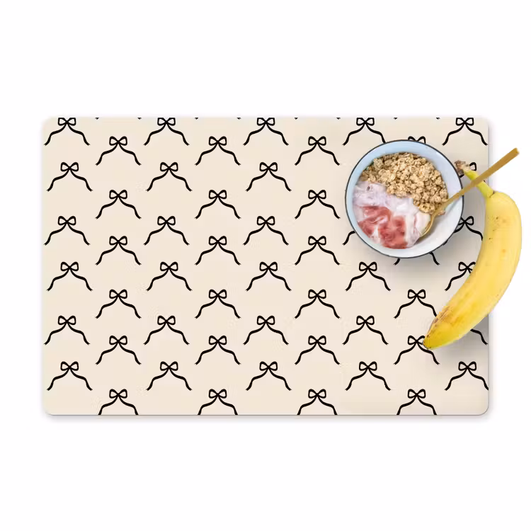 Placemat - 6 stuks - Strik - Kerst - Wit - Zwart — 1