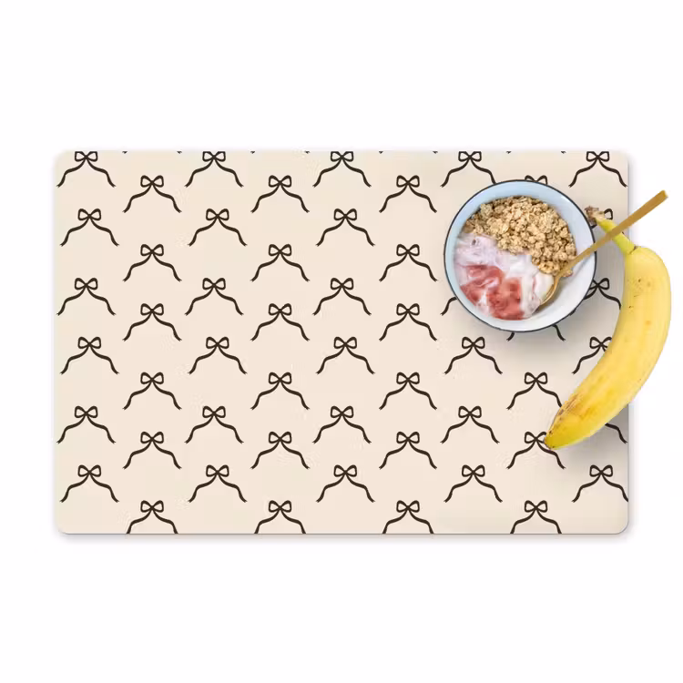 Placemat - 6 stuks - Strik - Kerst - Zwart - Crème — 1