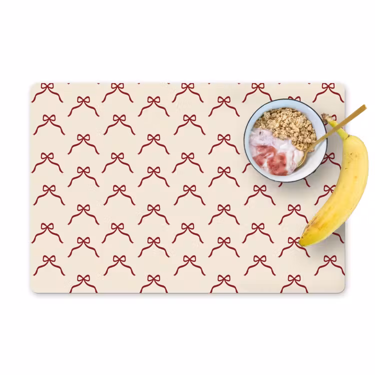 Placemat - 6 stuks - Strik - Rood - Crème - Kerst — 1