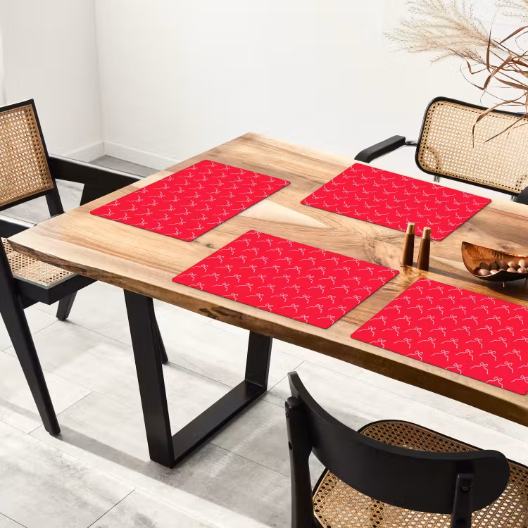 Placemat - 6 stuks - Strik - Rood - Kerst — 5