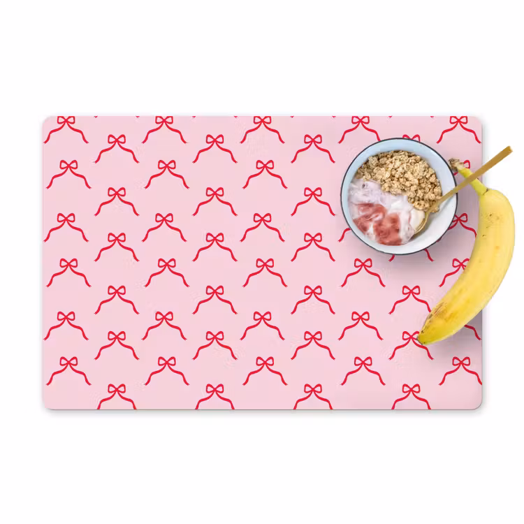 Placemat - 6 stuks - Strik - Rood - Kerst - Roze — 1