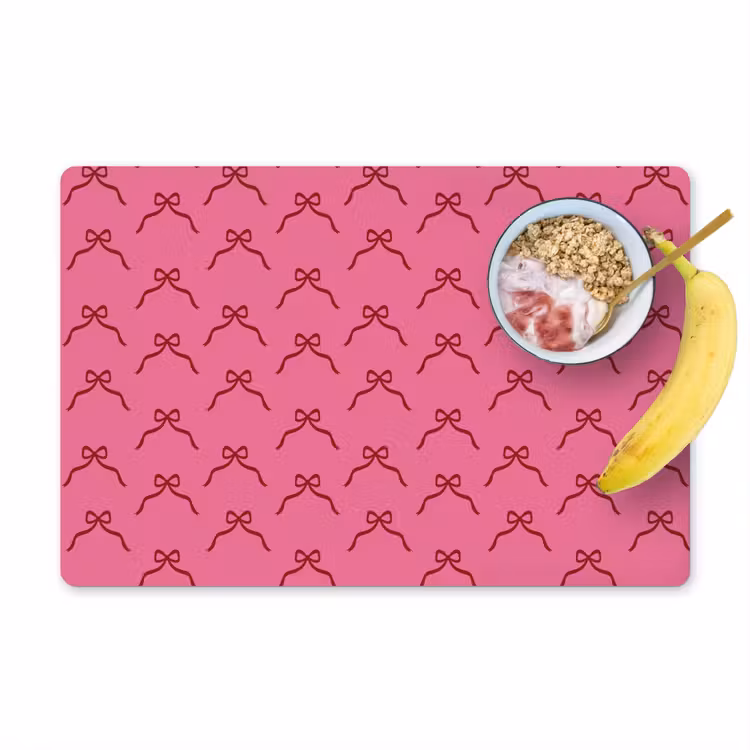 Placemat - 6 stuks - Strik - Rood - Roze - Kerst — 1