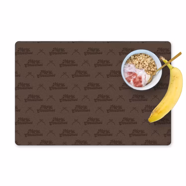 Placemat - 6 stuks - Tekst - Strik - Bruin — 1