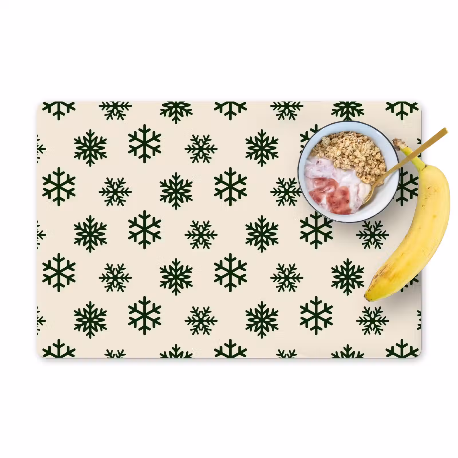 Placemat - 6 stuks - Sneeuwvlok - Crème - Groen - Kerst — 1