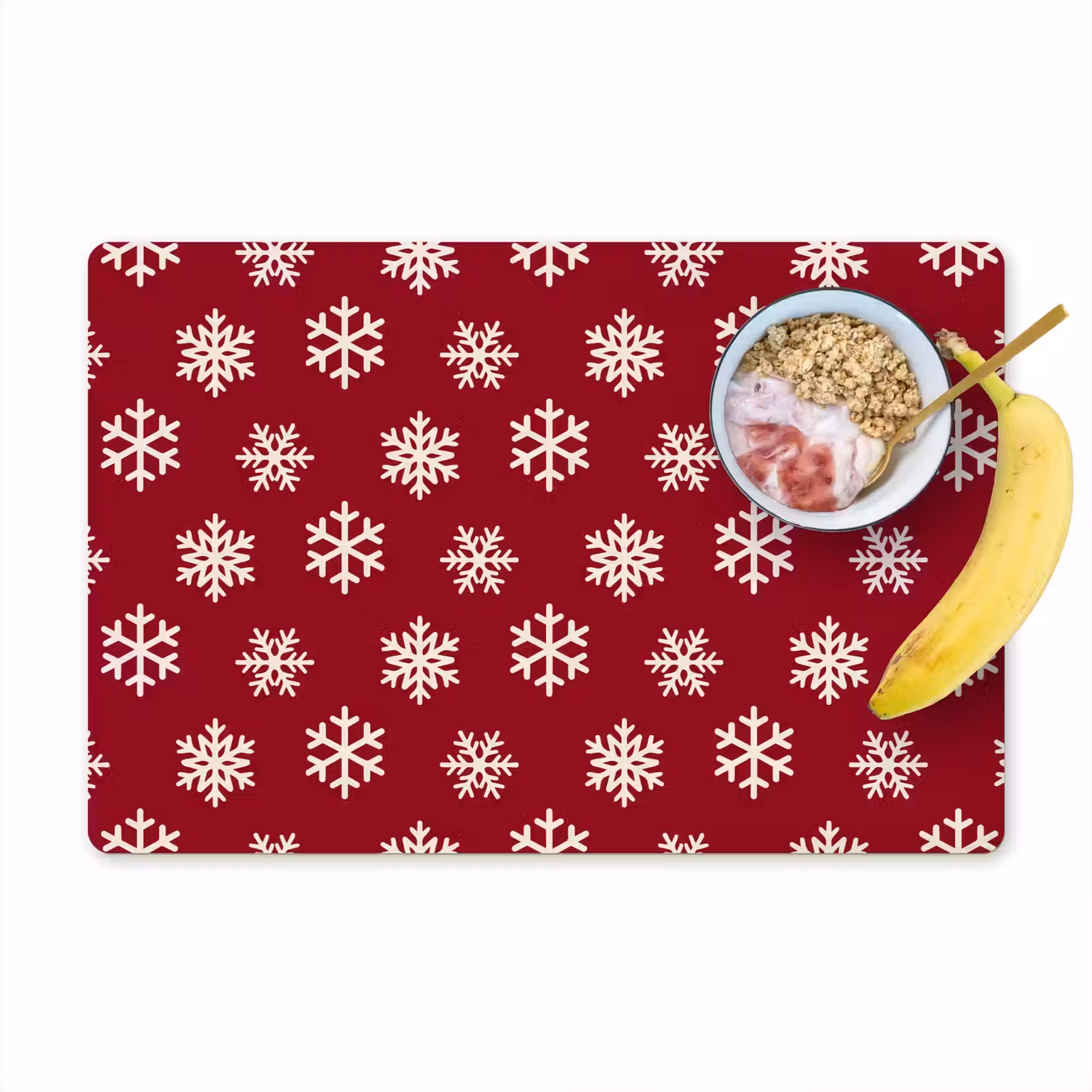 Placemat - 6 stuks - Sneeuwvlok - Rood - Wit - Kerst — 1