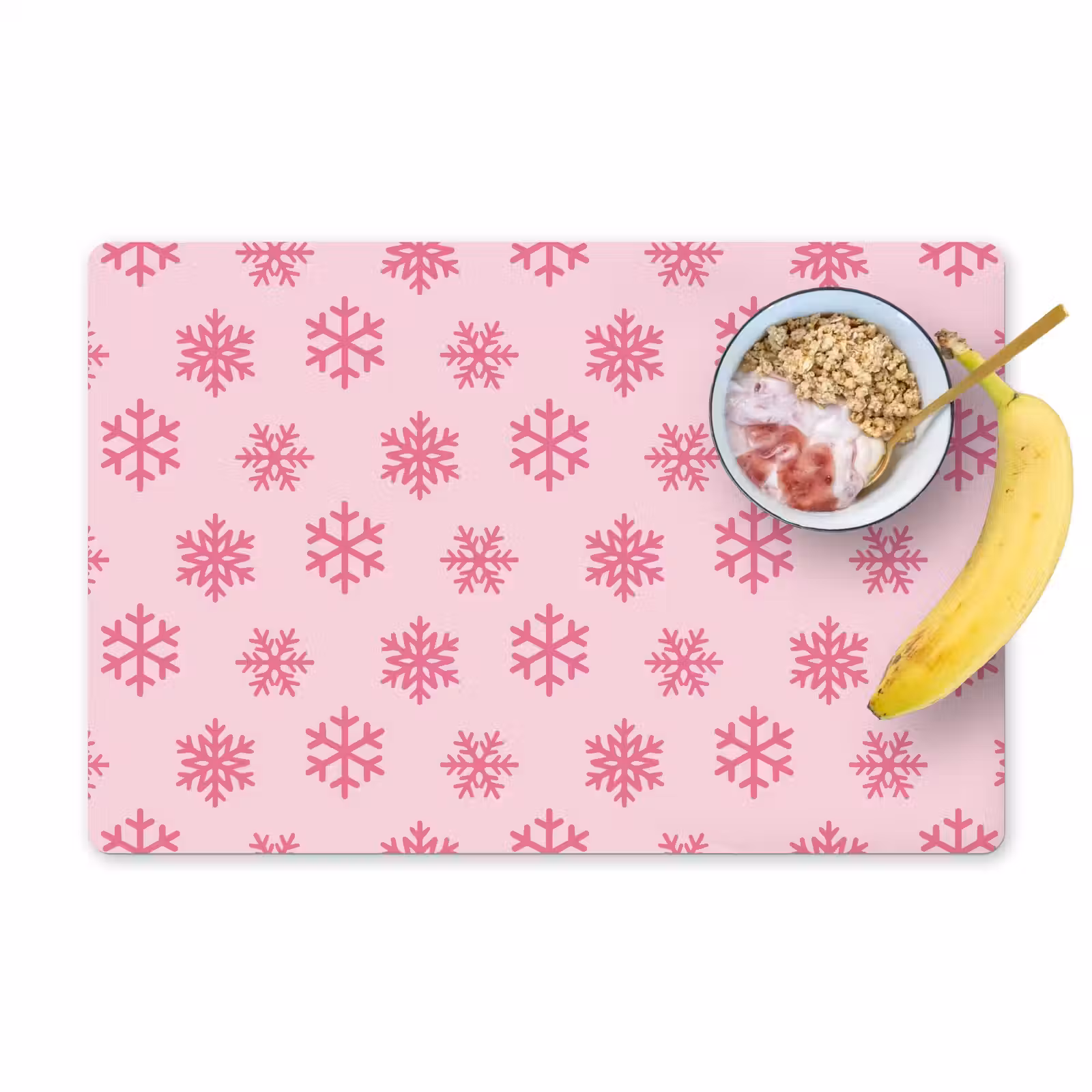 Placemat - 6 stuks - Sneeuwvlok - Roze - Kerst — 1