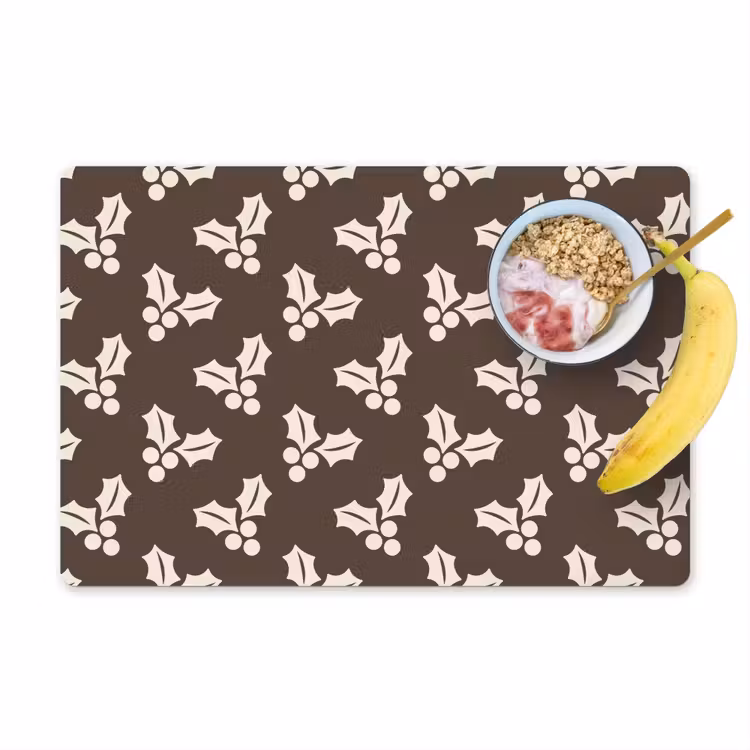 Placemat - 6 stuks - Hulst - Bruin - Kerst — 1