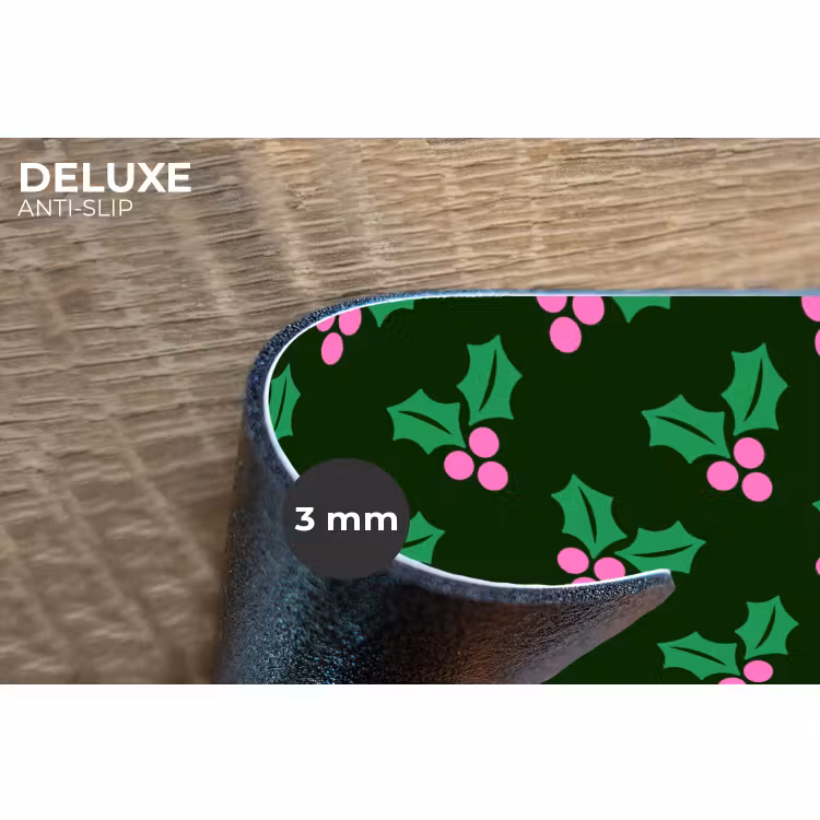 Placemat - 6 stuks - Hulst - Groen - Roze - Kerst — 4