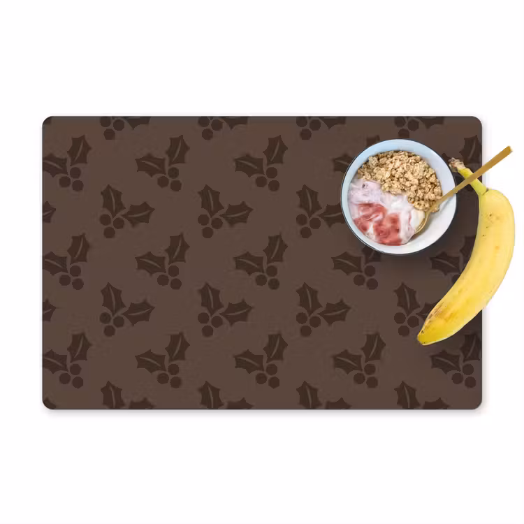 Placemat - 6 stuks - Hulst - Kerst - Bruin — 1
