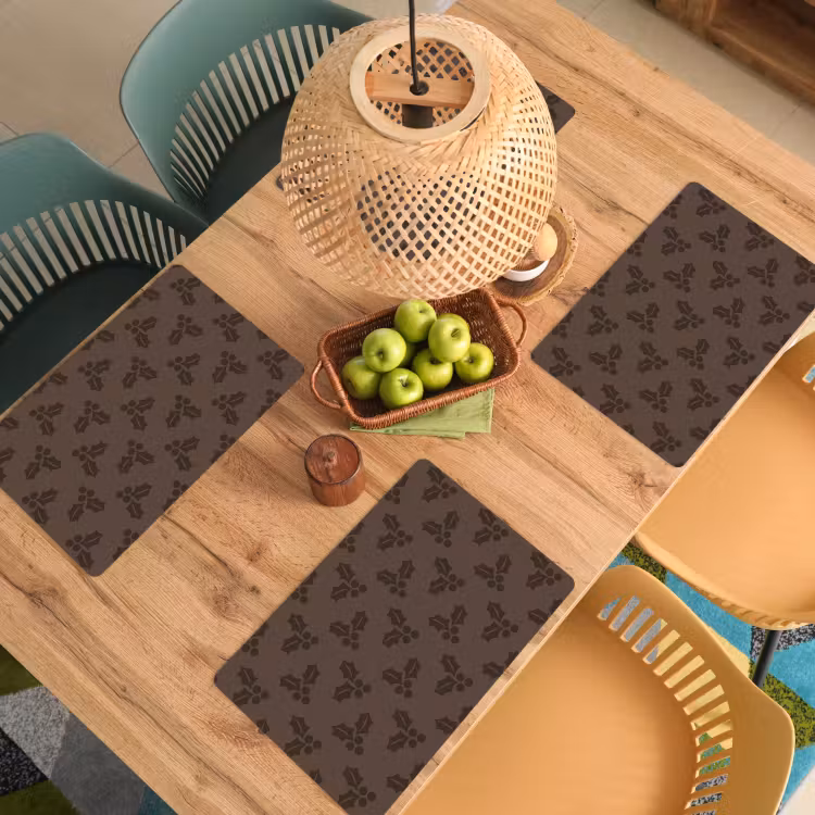 Placemat - 6 stuks - Hulst - Kerst - Bruin — 6