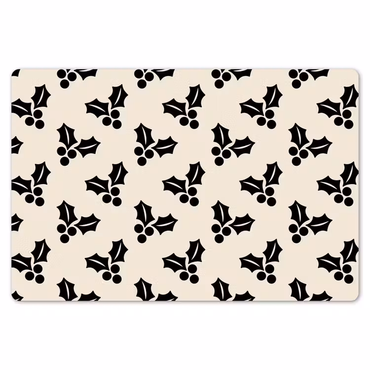 Placemat - 6 stuks - Hulst - Wit - Zwart - Kerst — 7