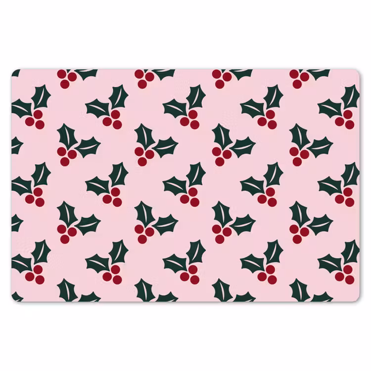 Placemat - 6 stuks - Kerst - Hulst - Groen - Roze — 7