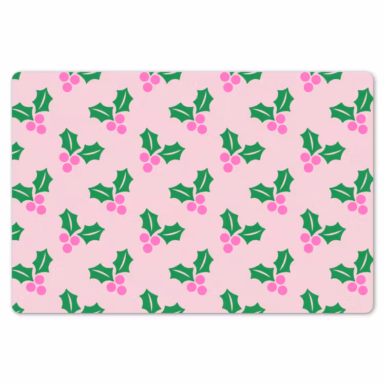 Placemat - 6 stuks - Kerst - Hulst - Roze — 7