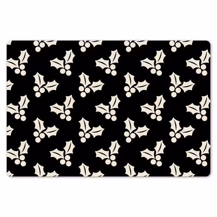 Placemat - 6 stuks - Kerst - Zwart - Wit - Hulst — 7